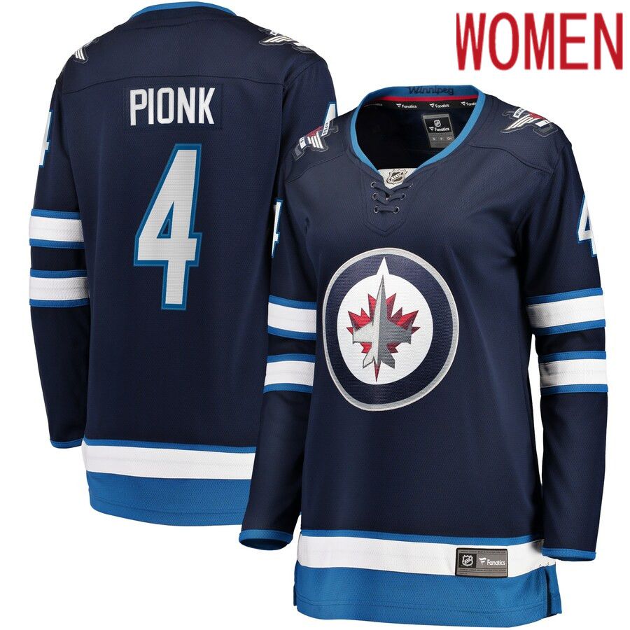 Women Winnipeg Jets 4 Neal Pionk Fanatics Branded Navy Home Breakaway Player NHL Jersey